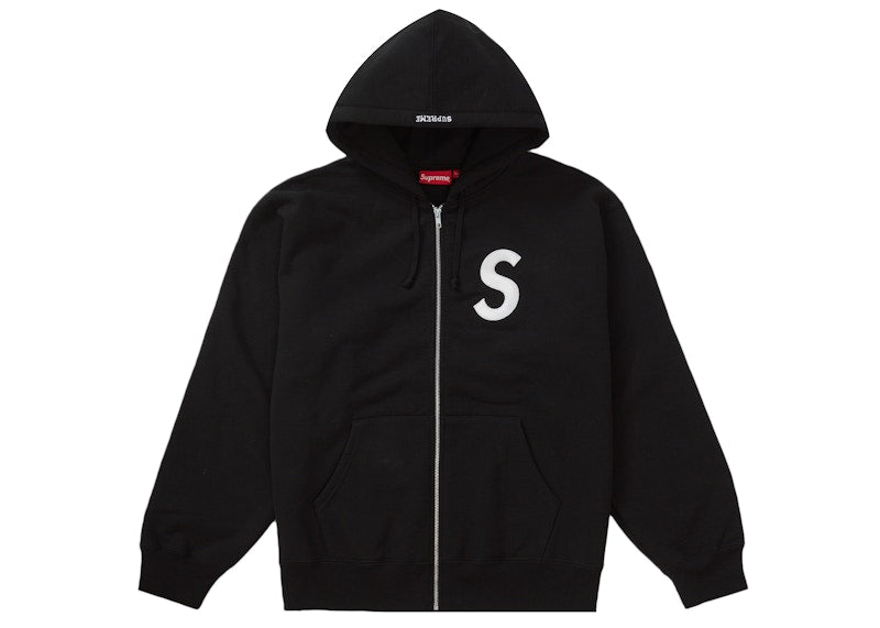 Supreme S Logo Zip Up Hooded Sweatshirt Black
