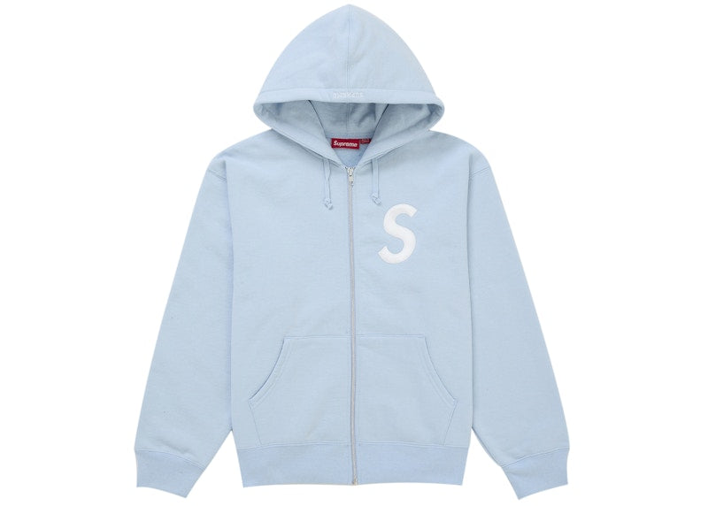 Supreme S Logo Zip Up Hooded Sweatshirt (FW25) Light Blue