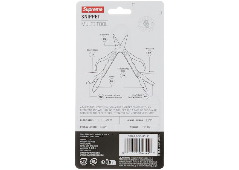 Supreme SOG Snippet Multi Tool Red