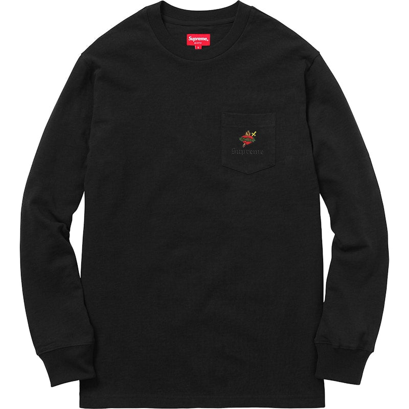 Supreme Sacred Heart L/S Pocket Tee Black