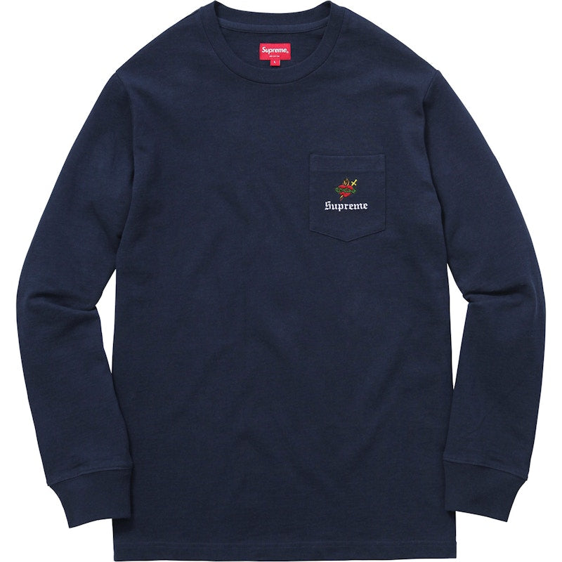 Supreme Sacred Heart L/S Pocket Tee Navy