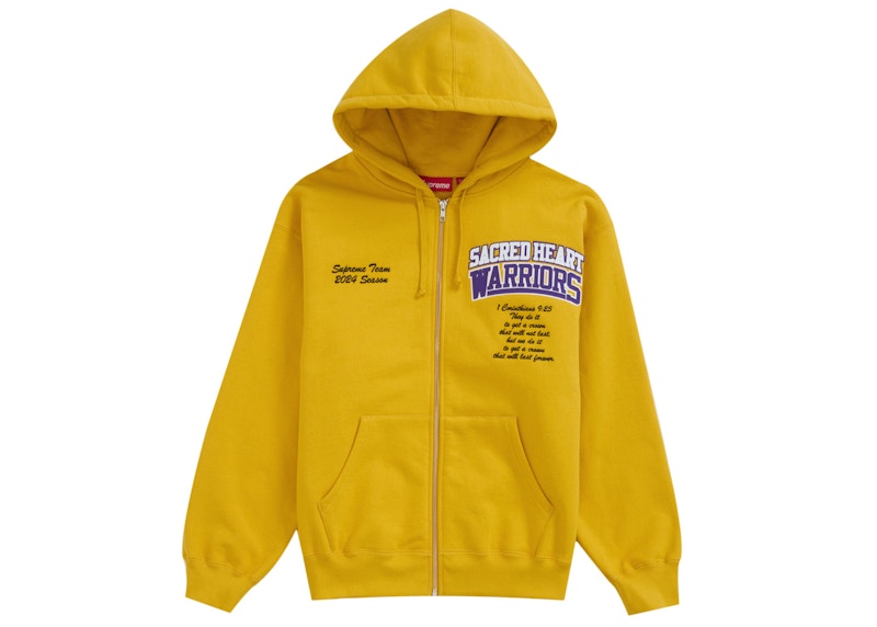Supreme Salvation Zip Up Hooded Sweatshirt Gold