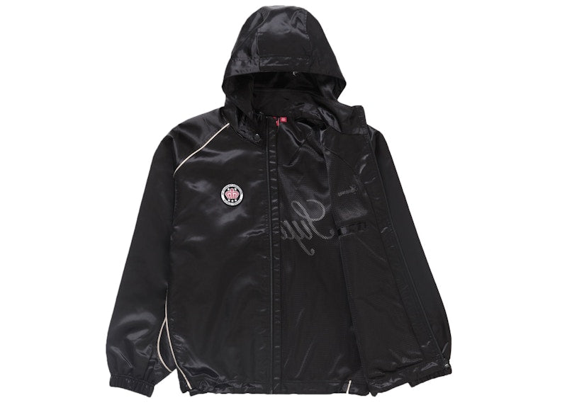 Supreme Satin Hooded Track Jacket Black
