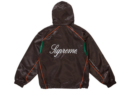 Supreme Satin Hooded Track Jacket Brown