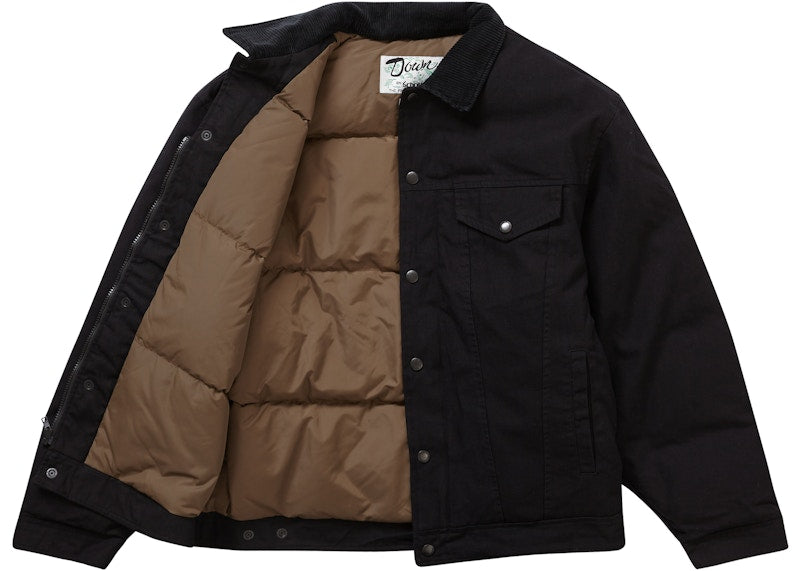 Supreme Schott Canvas Down Trucker Jacket Black