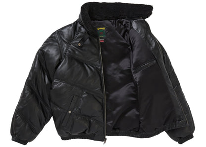 Supreme Schott Chevron Leather Down Puffer Jacket Black