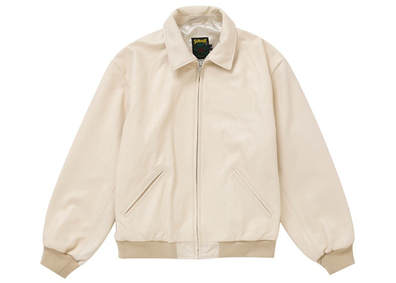 Supreme Schott Hooded Leather Bomber Jacket Stone
