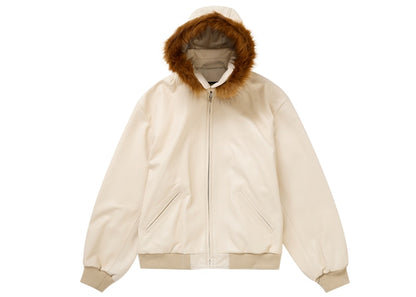 Supreme Schott Hooded Leather Bomber Jacket Stone