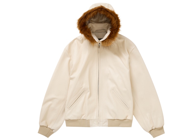 Supreme Schott Hooded Leather Bomber Jacket Stone
