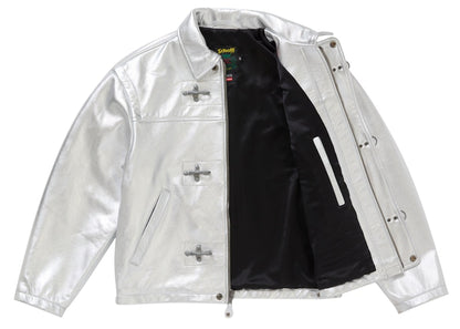 Supreme Schott Leather Clip Jacket Silver