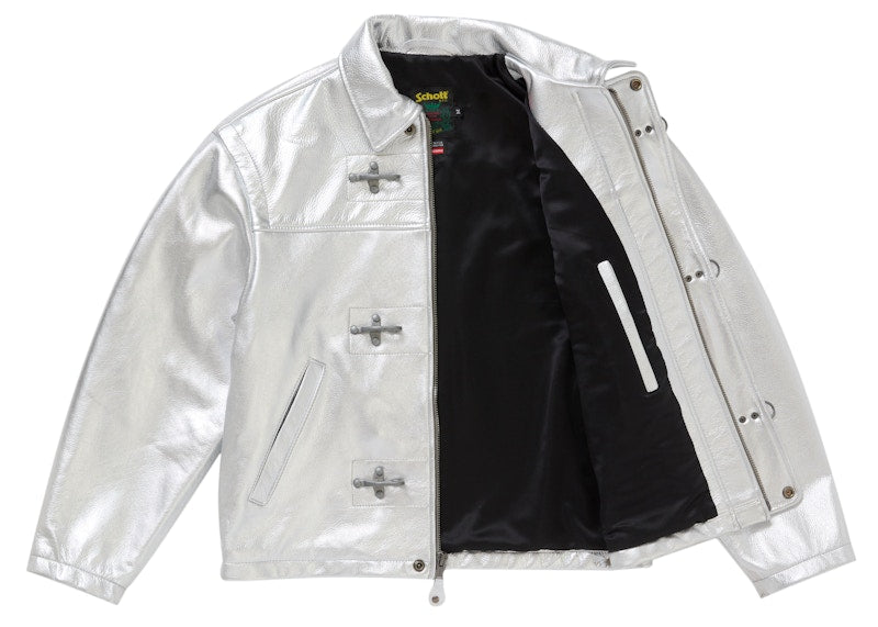 Supreme Schott Leather Clip Jacket Silver