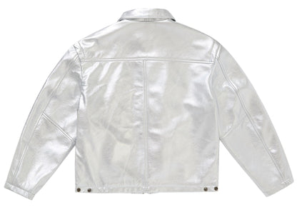 Supreme Schott Leather Clip Jacket Silver