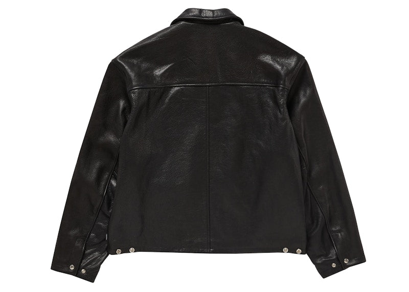 Supreme Schott Leather Racer Jacket (FW24) Black
