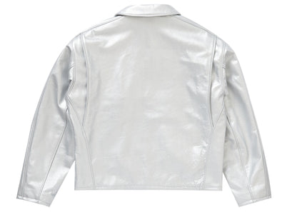 Supreme Schott Leather Racer Jacket Silver