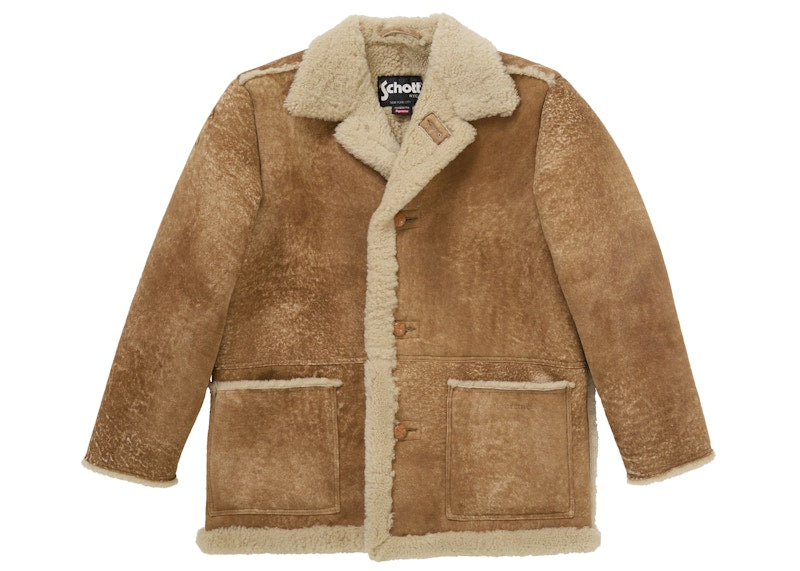 Supreme Schott Shearling Coat Tan