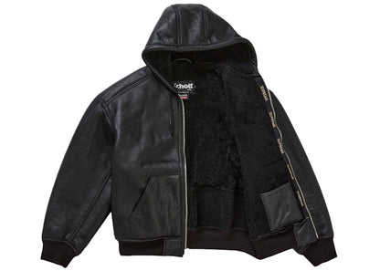 Supreme Schott Shearling Hooded Work Jacket Black