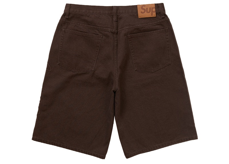 Supreme Script Baggy Denim Short Brown