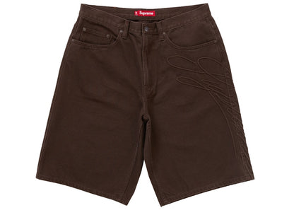 Supreme Script Baggy Denim Short Brown