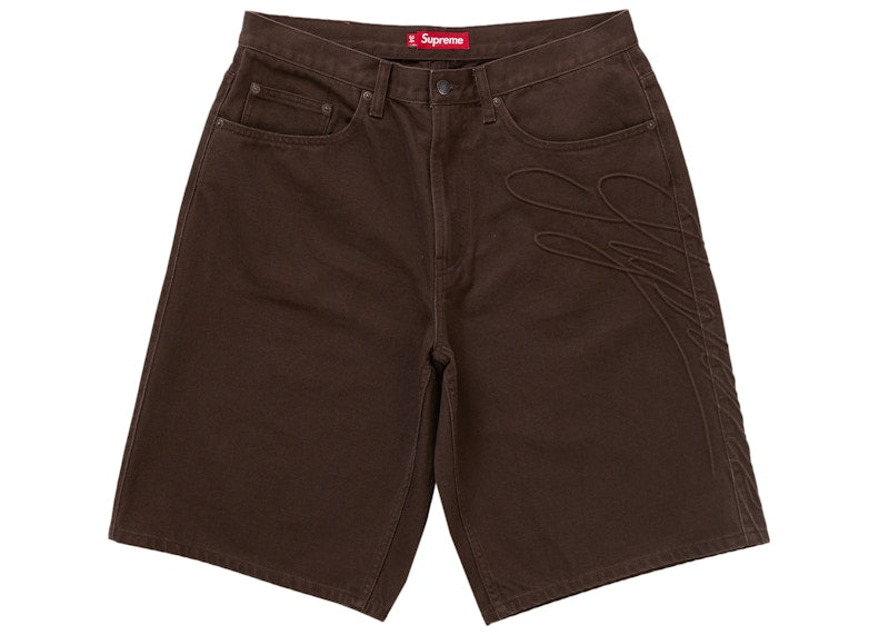 Supreme Script Baggy Denim Short Brown