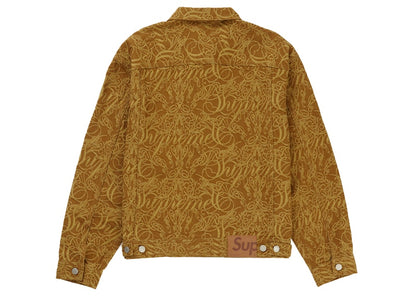 Supreme Script Jacquard Denim Trucker Jacket Brown