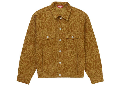 Supreme Script Jacquard Denim Trucker Jacket Brown