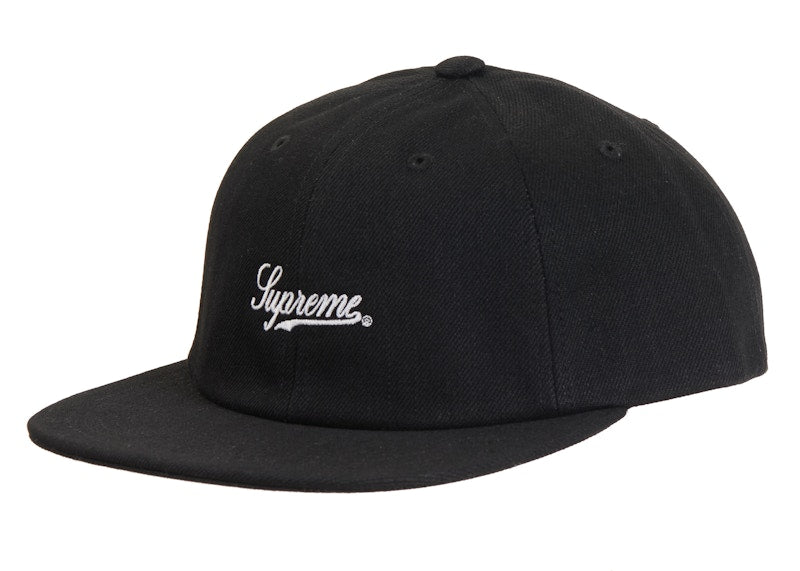 Supreme Script Logo 6-Panel Cap (SS24) Black