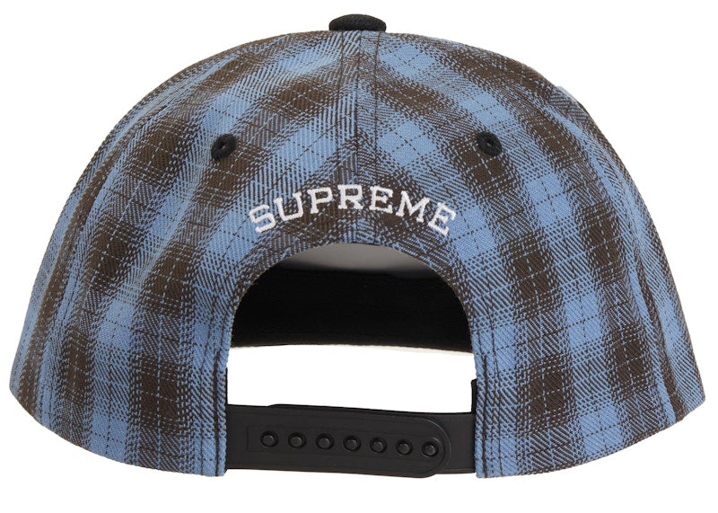 Supreme Script Logo 6-Panel Cap (SS24) Blue Plaid