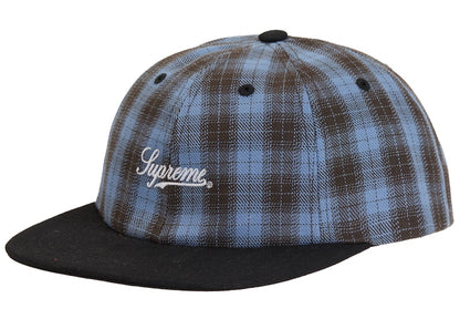 Supreme Script Logo 6-Panel Cap (SS24) Blue Plaid