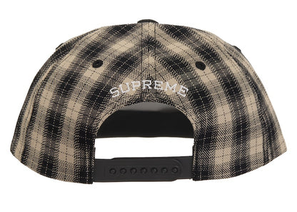 Supreme Script Logo 6-Panel Cap (SS24) Black Plaid