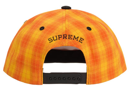 Supreme Script Logo 6-Panel Cap (SS24) Orange Plaid