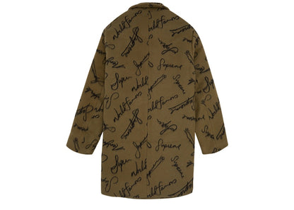Supreme Script Logos Wool Overcoat Tan