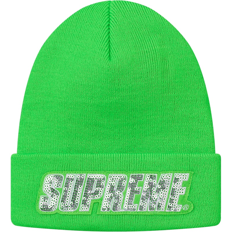Supreme Sequin Beanie Lime