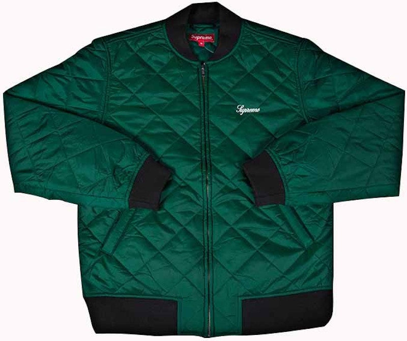 Supreme Sequin Patch Quilted Bomber Jacket Pine Green