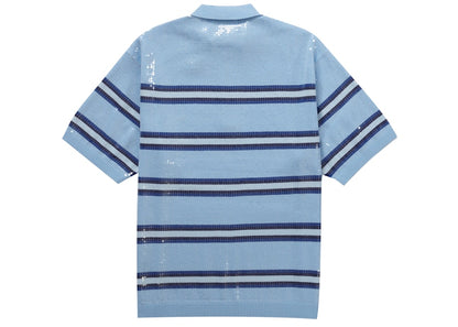 Supreme Sequin Stripe Zip Polo Blue