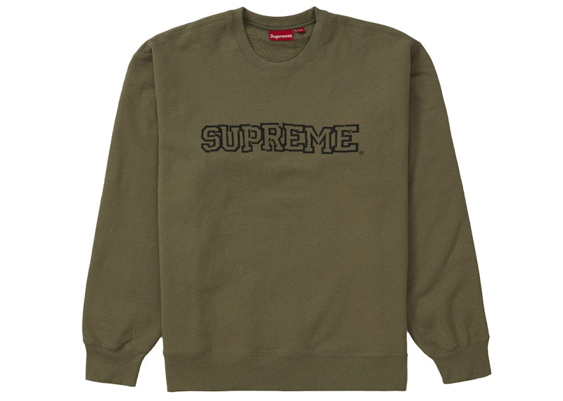 Supreme Shattered Logo Crewneck Light Olive