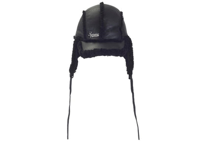 Supreme Shearling Lined Earflap Cap Black