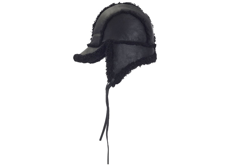 Supreme Shearling Lined Earflap Cap Black