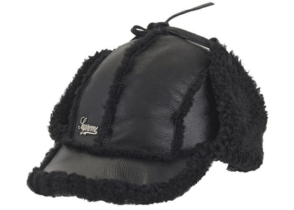 Supreme Shearling Lined Earflap Cap Black