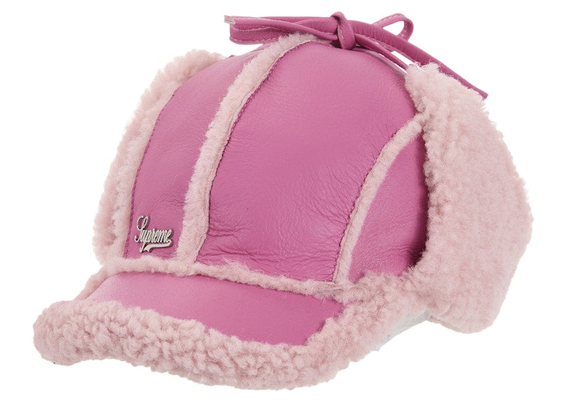 Supreme Shearling Lined Earflap Cap Pink