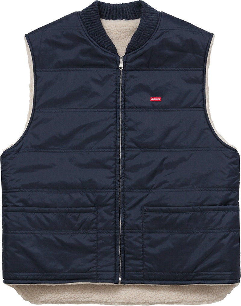 Supreme Sherpa Fleece Reversible Work Vest Navy