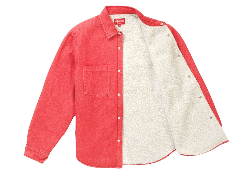 Supreme Sherpa Lined Denim Shirt Red