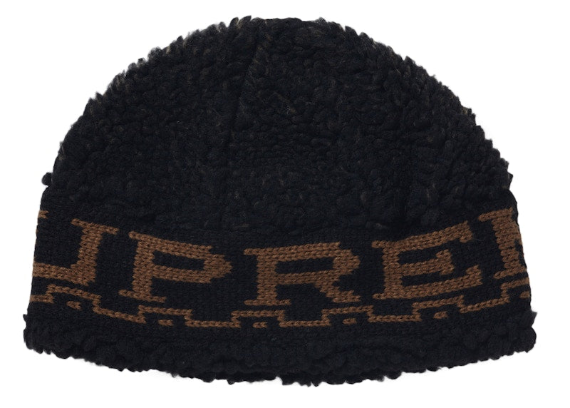 Supreme Sherpa Logo Beanie Black