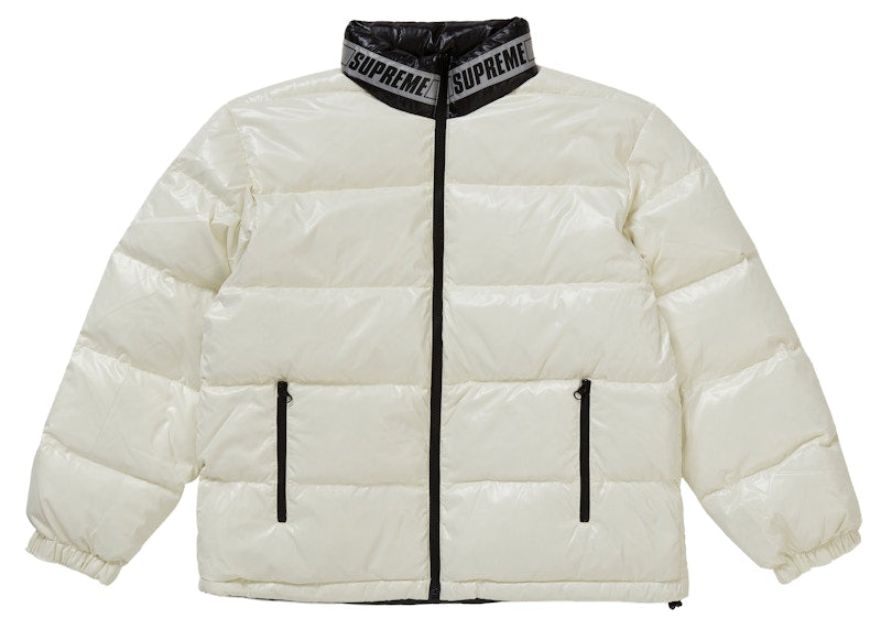 Supreme Shiny Reversible Puffy Jacket White