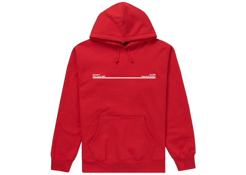 Supreme Shop Hooded Sweatshirt Red Paris