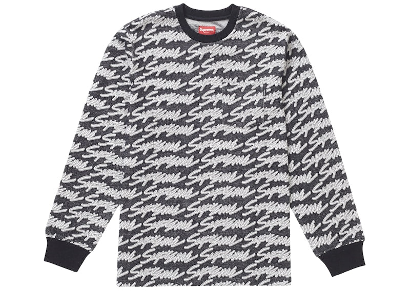 Supreme Signature Script Logo L/S Pocket Tee Black