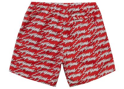 Supreme Signature Script Logo Water Short Red