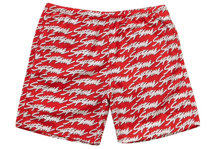 Supreme Signature Script Logo Water Short Red