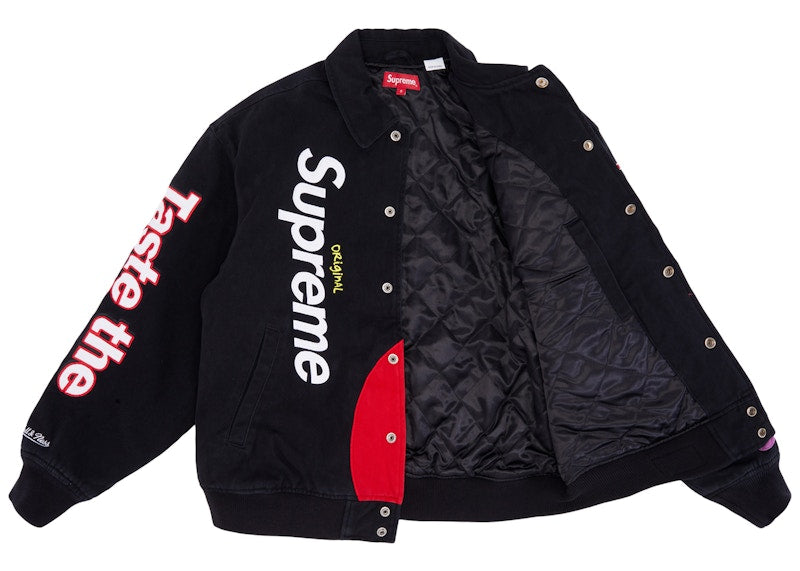 Supreme Skittles Mitchell & Ness Varsity Jacket Black