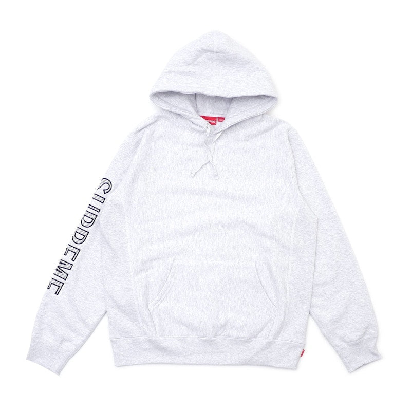 Supreme Sleeve Embroidery Hooded Sweatshirt Ash Grey