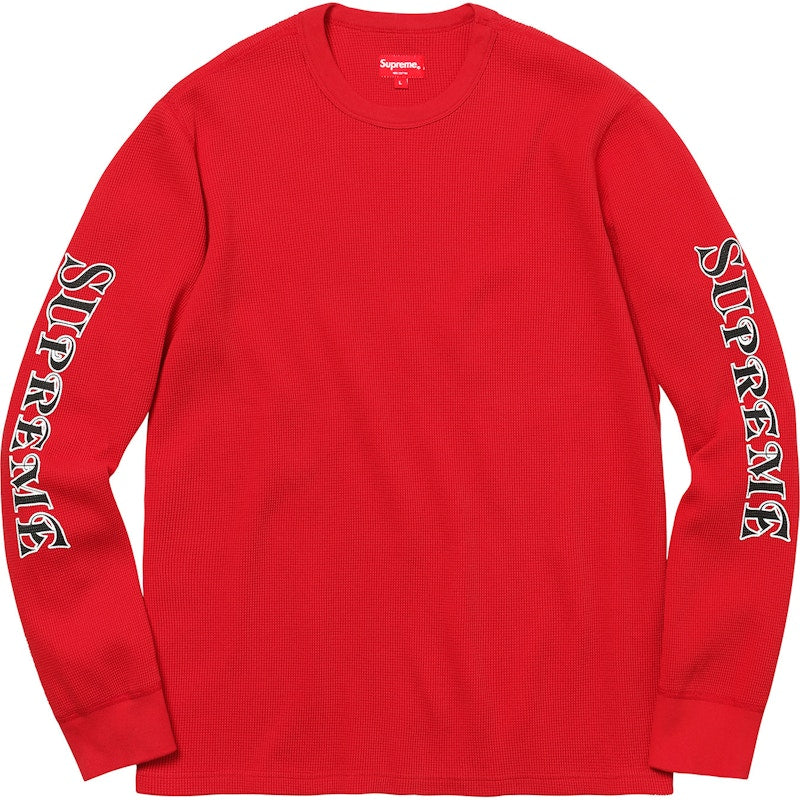 Supreme Sleeve Logo Waffle Thermal Red